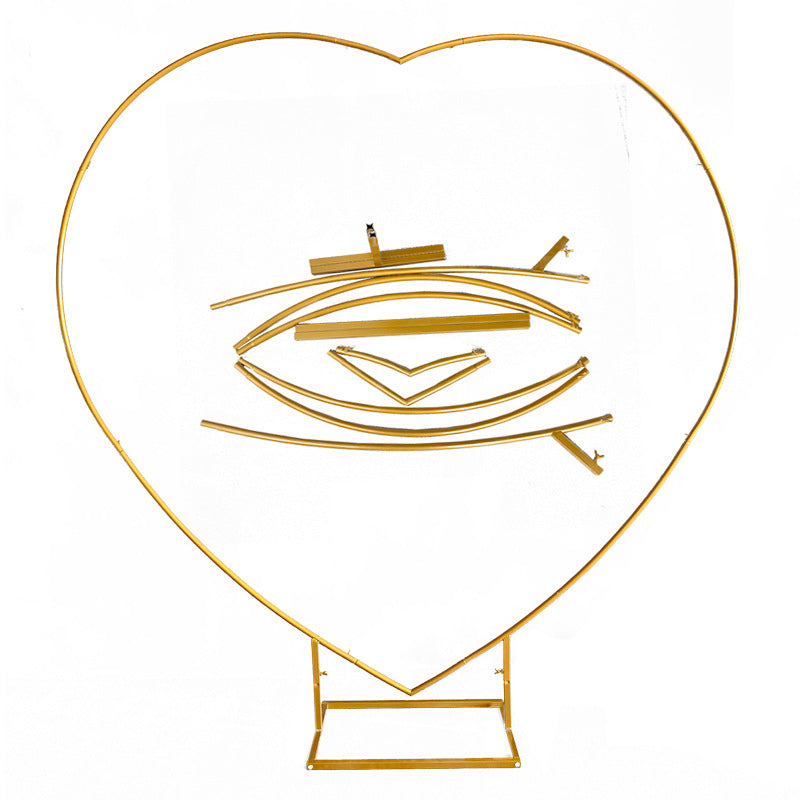 Heavy Duty Gold Metal Heart Shape Wedding Arch Photo Backdrop Stand 6.56ft