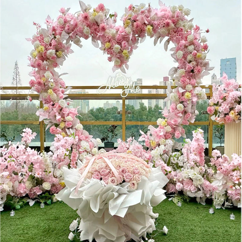 Heavy Duty Gold Metal Heart Shape Wedding Arch Photo Backdrop Stand 6.56ft
