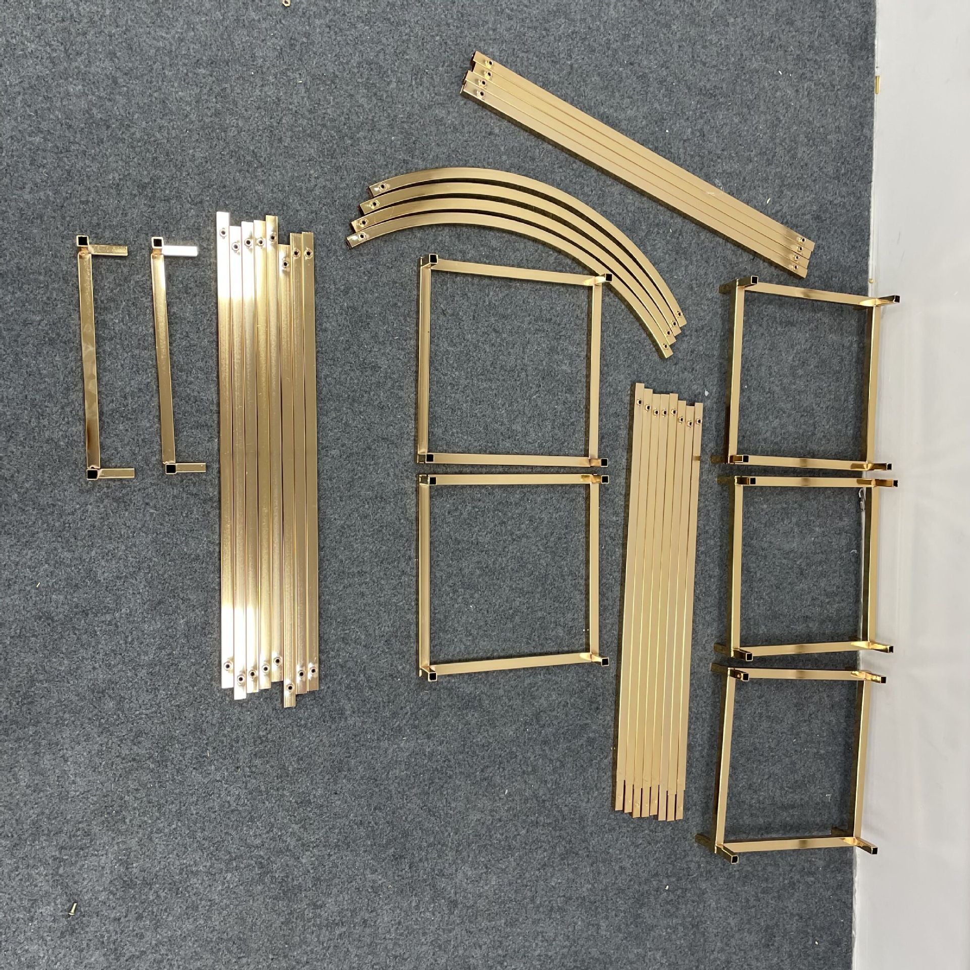 Heavy Duty Gold Metal Rectangular Wedding Arch in Arc de Triomphe Style, 3D Floral Balloon Frame Backdrop Stand - 8.5ft