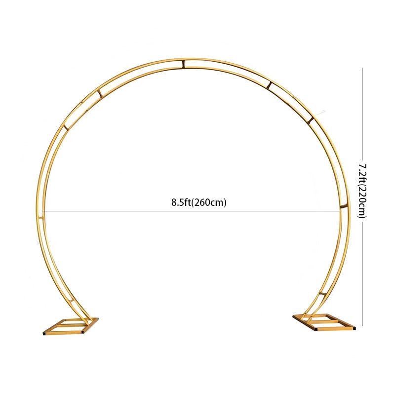 Gold Metal Double Hoop Wedding Arch Photo Backdrop Stand, Round Wedding Arbor Floral Balloon Frame 7.2ft