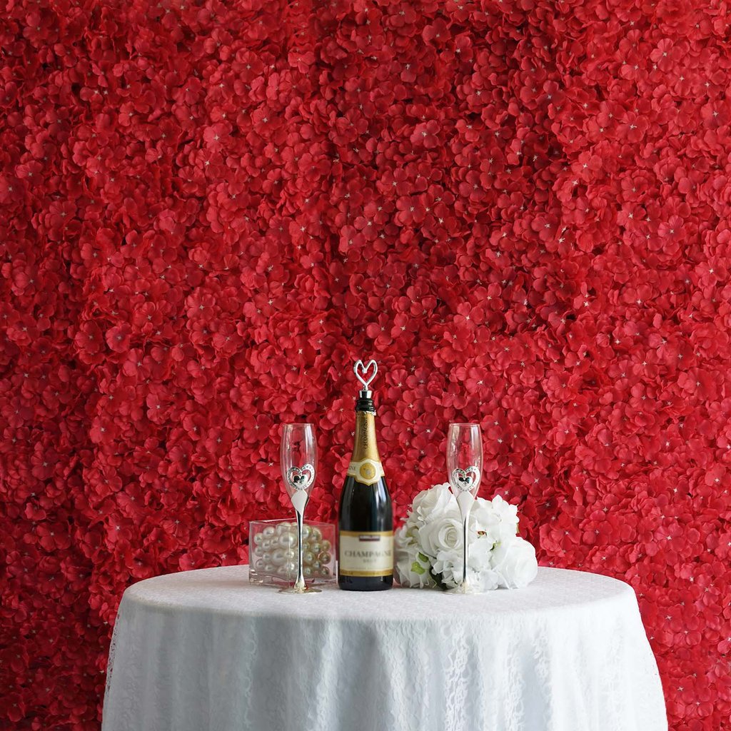 4 Pc Hydrangea Flower Wall Mat Backdrop 11 Sq ft Red