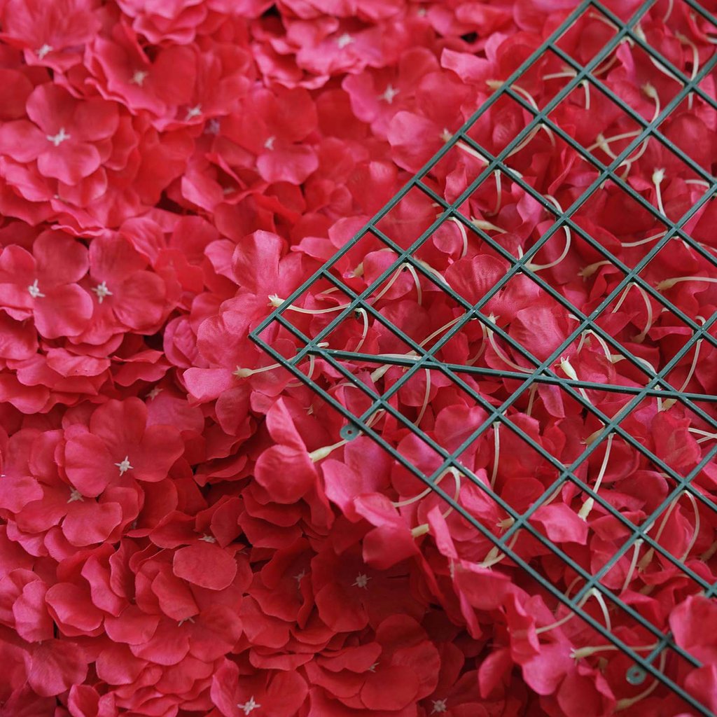 4 Pc Hydrangea Flower Wall Mat Backdrop 11 Sq ft Red