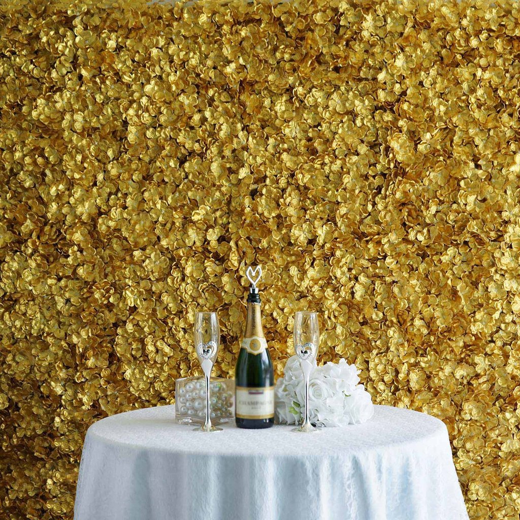 4 Pc Hydrangea Flower Wall Mat Backdrop 11 Sq ft Gold