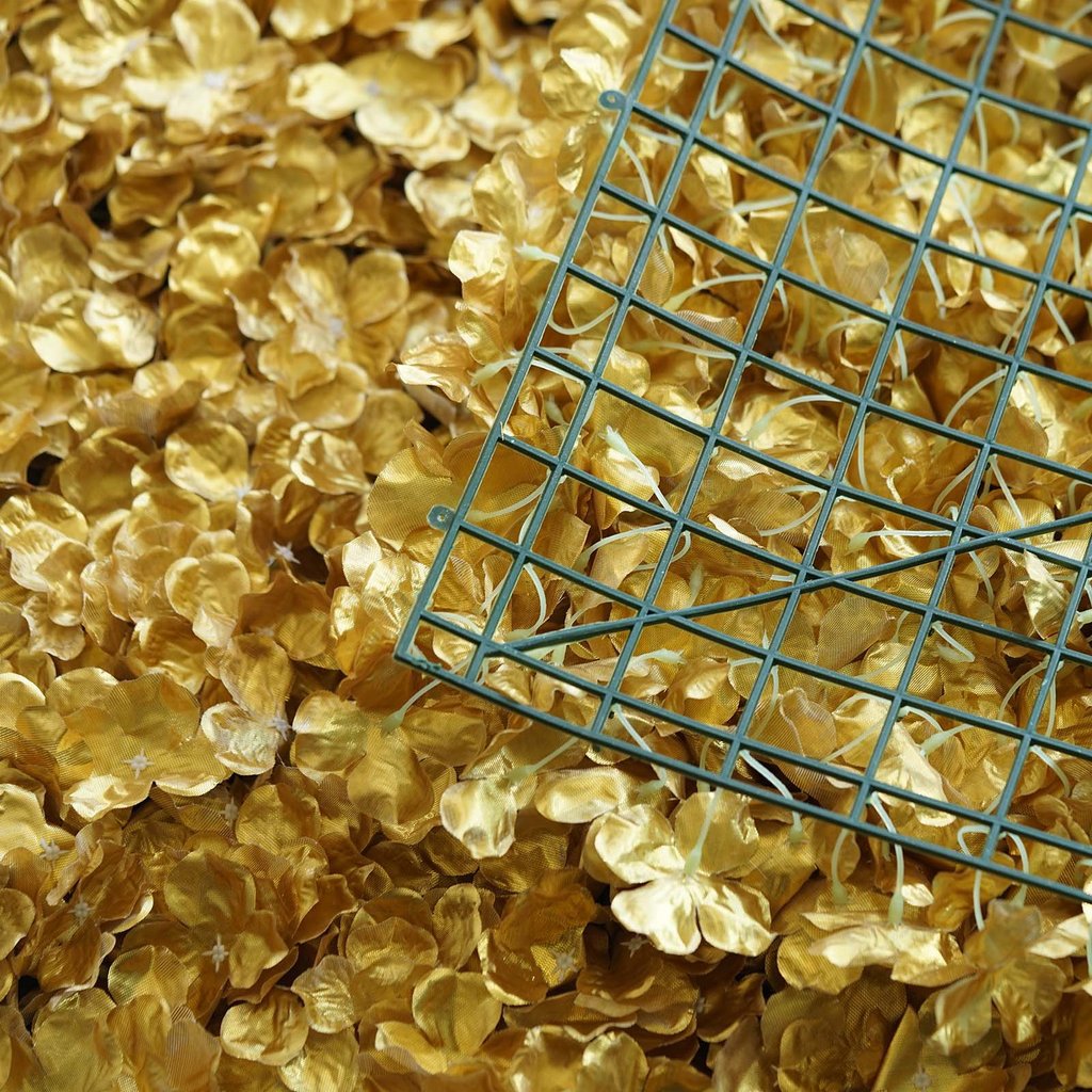 4 Pc Hydrangea Flower Wall Mat Backdrop 11 Sq ft Gold