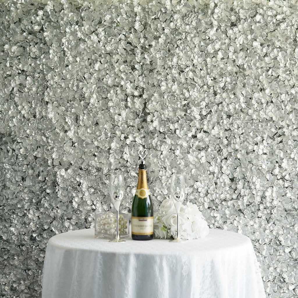 4 Pc Hydrangea Flower Wall Mat Backdrop 11 Sq ft Silver