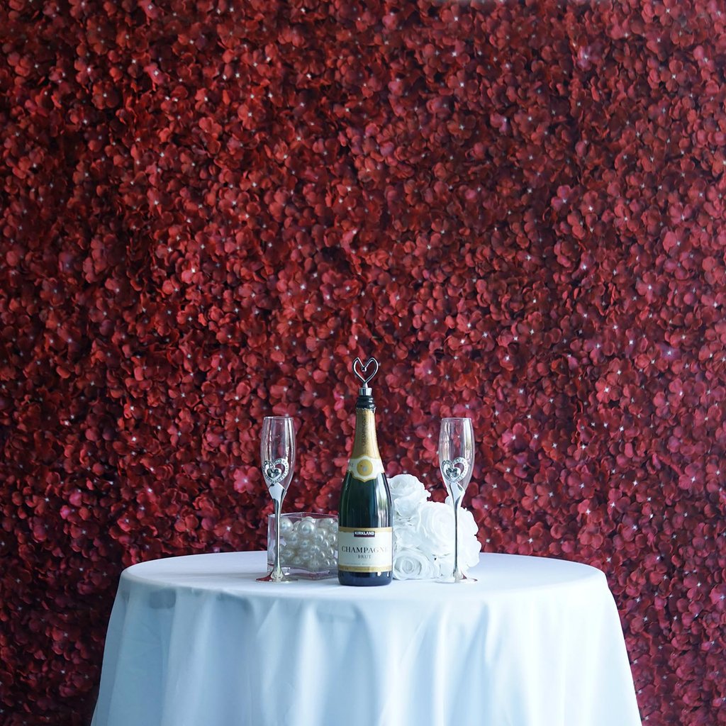 4 Pc Hydrangea Flower Wall Mat Backdrop 11 Sq ft Burgundy