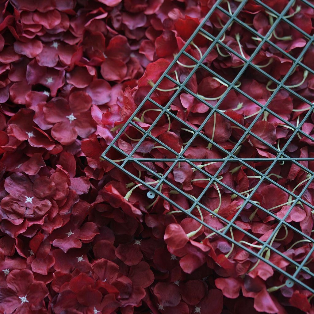 4 Pc Hydrangea Flower Wall Mat Backdrop 11 Sq ft Burgundy
