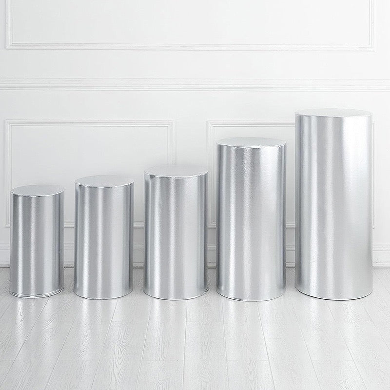 Party cylindrical display stand cover, metal cylindrical base display stand cover, round elastic base cover, suitable for birthdays and weddings.