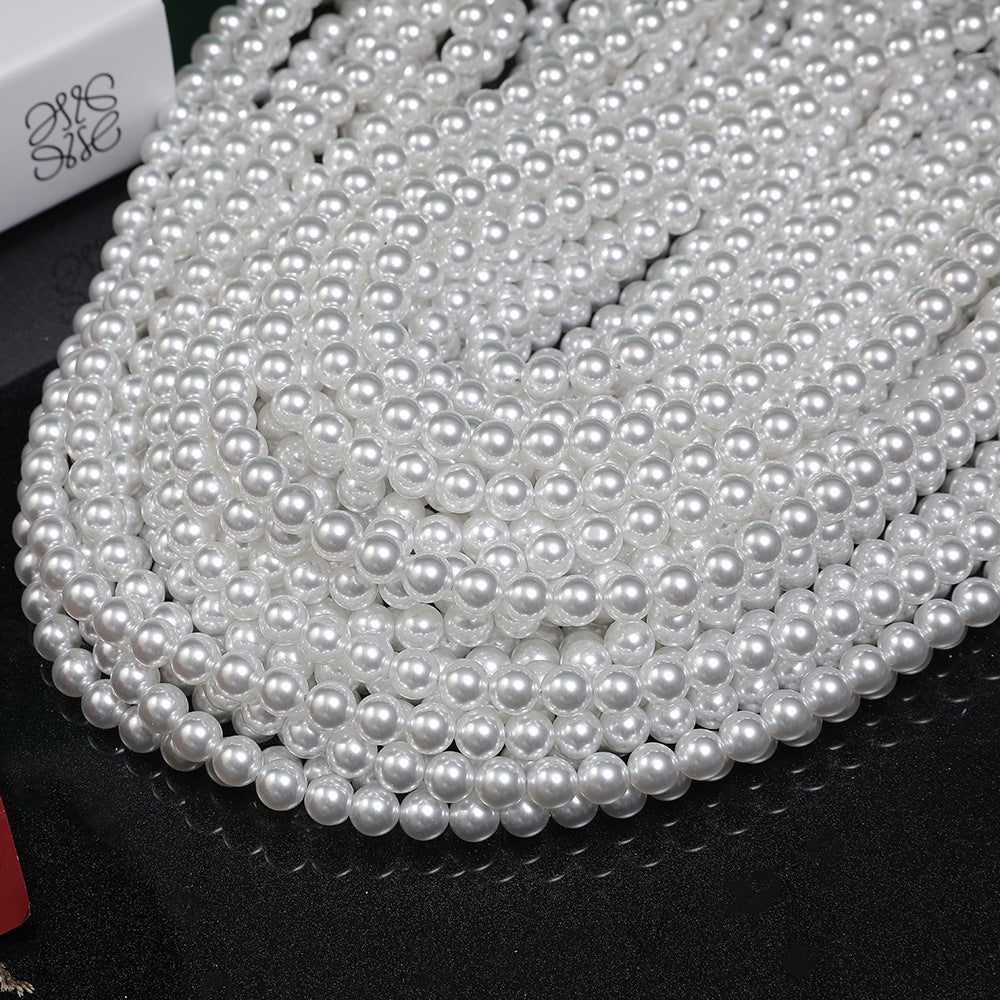 10 Pc Faux Mother of Pearls Beads Vase Fillers in 8mm White