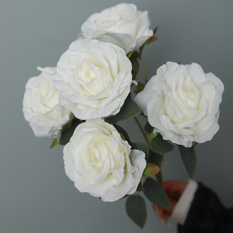 2 Bushes 16" Roses Artificial Silk Flowers White