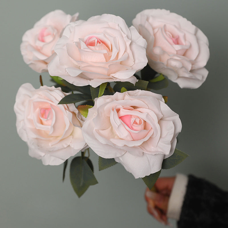 2 Bushes 16" Roses Artificial Silk Flowers Light Pink