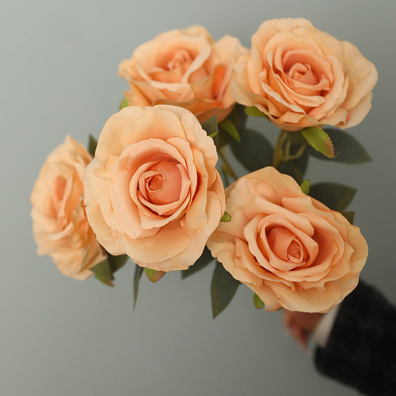 2 Bushes 16" Roses Artificial Silk Flowers Light Autumn Yellow