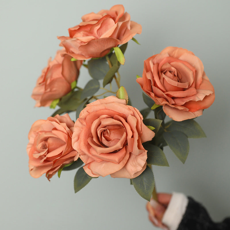2 Bushes 16" Roses Artificial Silk Flowers Late Autumn Yellow