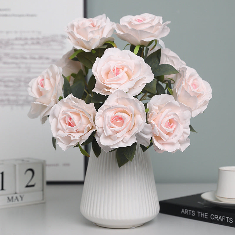 2 Bushes 16" Roses Artificial Silk Flowers Light Pink
