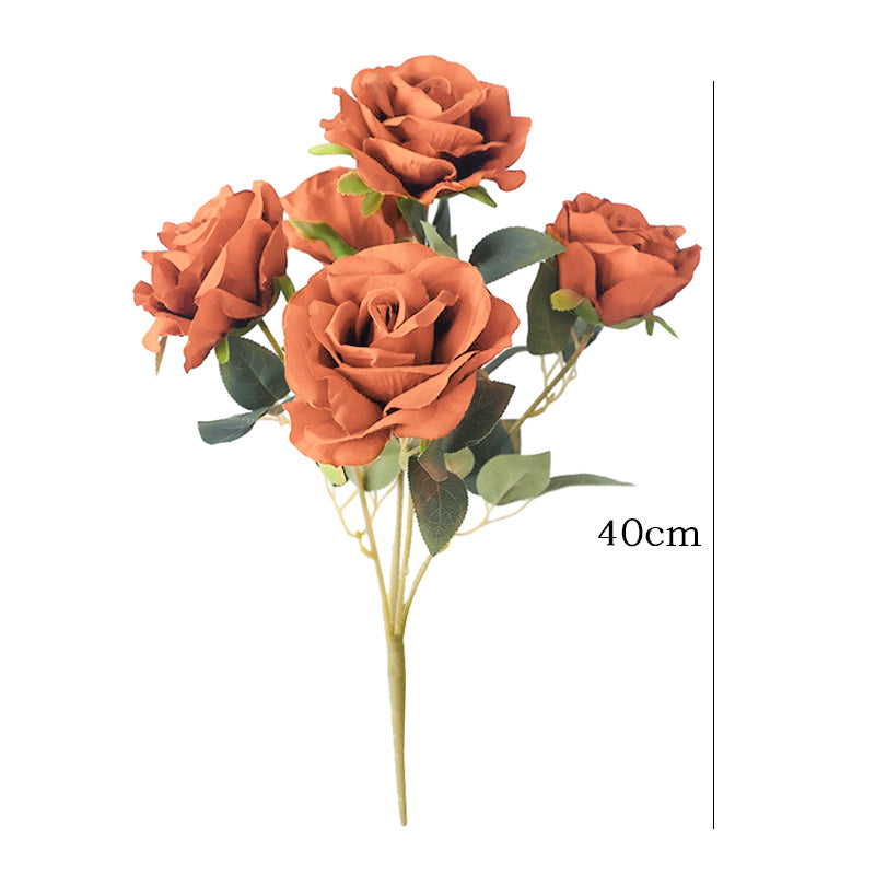 2 Bushes Premium Silk Jumbo Rose Flower Bouquet 16" Late Autumn Yellow
