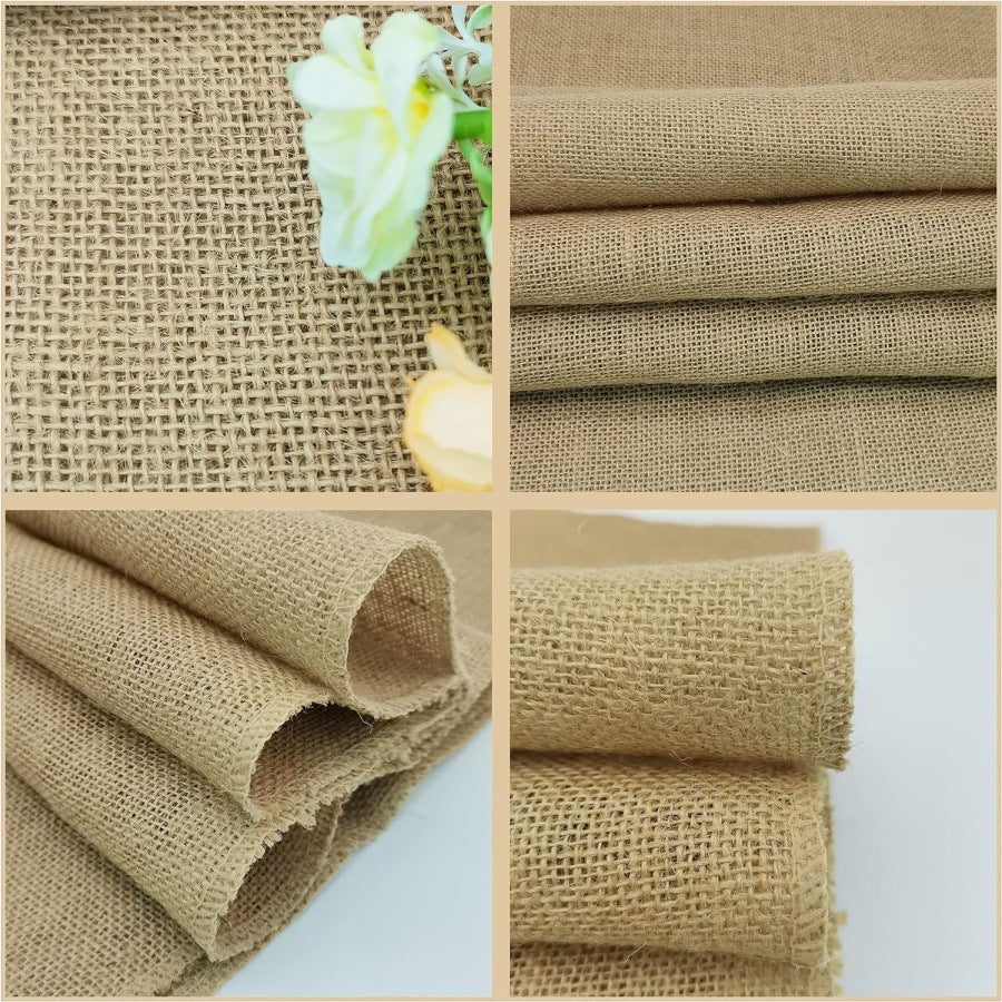 Natural Faux Burlap Jute Square Tablecloth