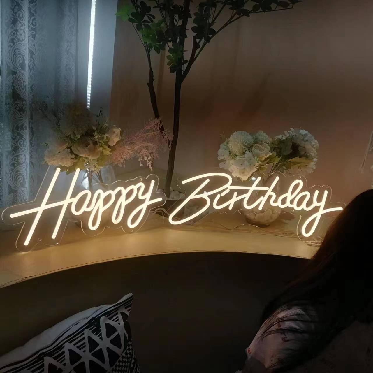 Vibrant and Playful: Happy Birthday Neon Light Sign in Brilliant Colors