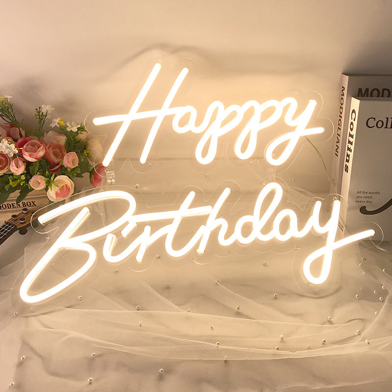 Vibrant and Playful: Happy Birthday Neon Light Sign in Brilliant Colors