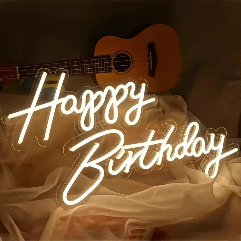 Vibrant and Playful: Happy Birthday Neon Light Sign in Brilliant Colors