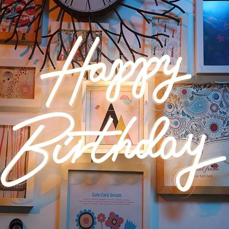 Vibrant and Playful: Happy Birthday Neon Light Sign in Brilliant Colors
