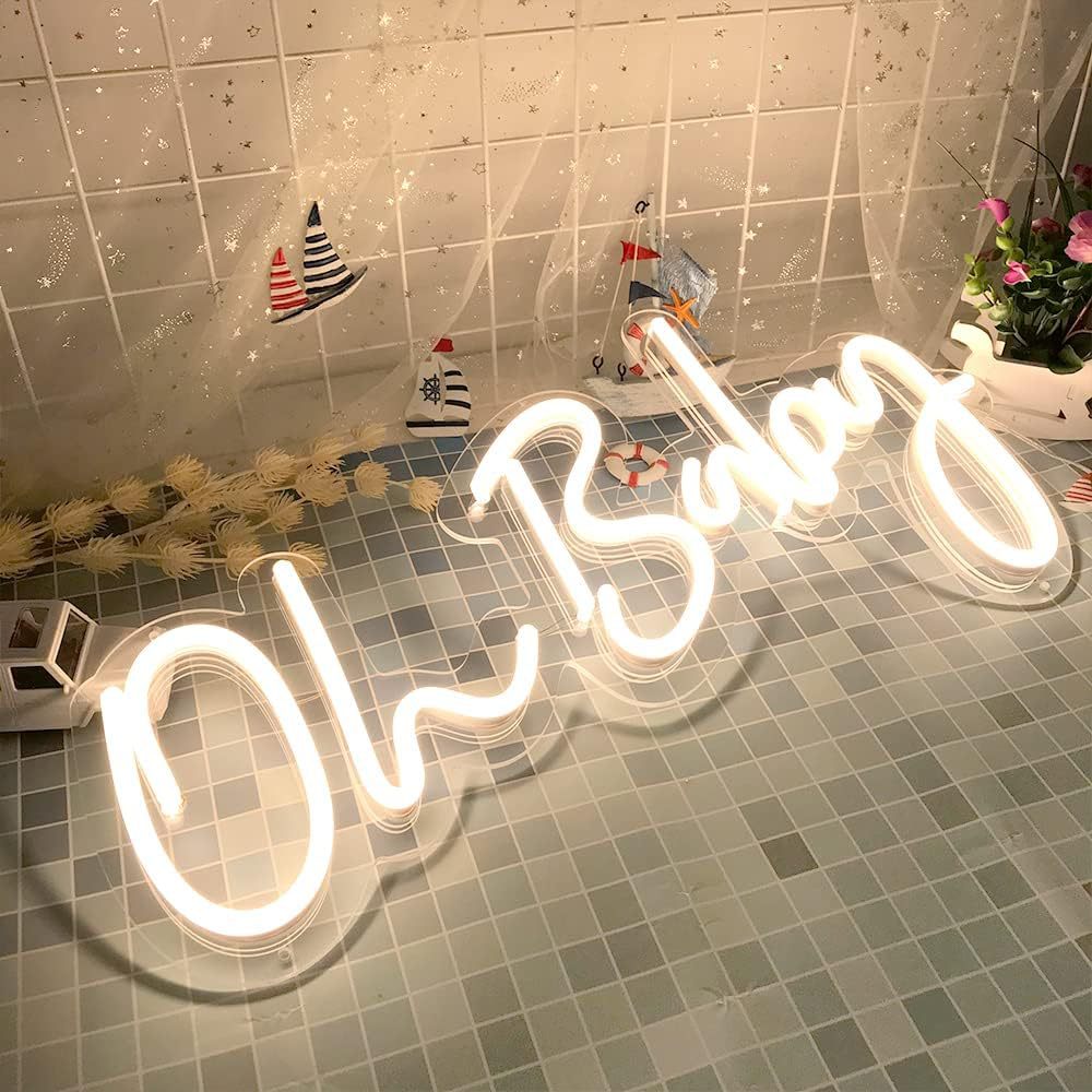 Oh Baby LED Neon Light Sign With Chain 26"