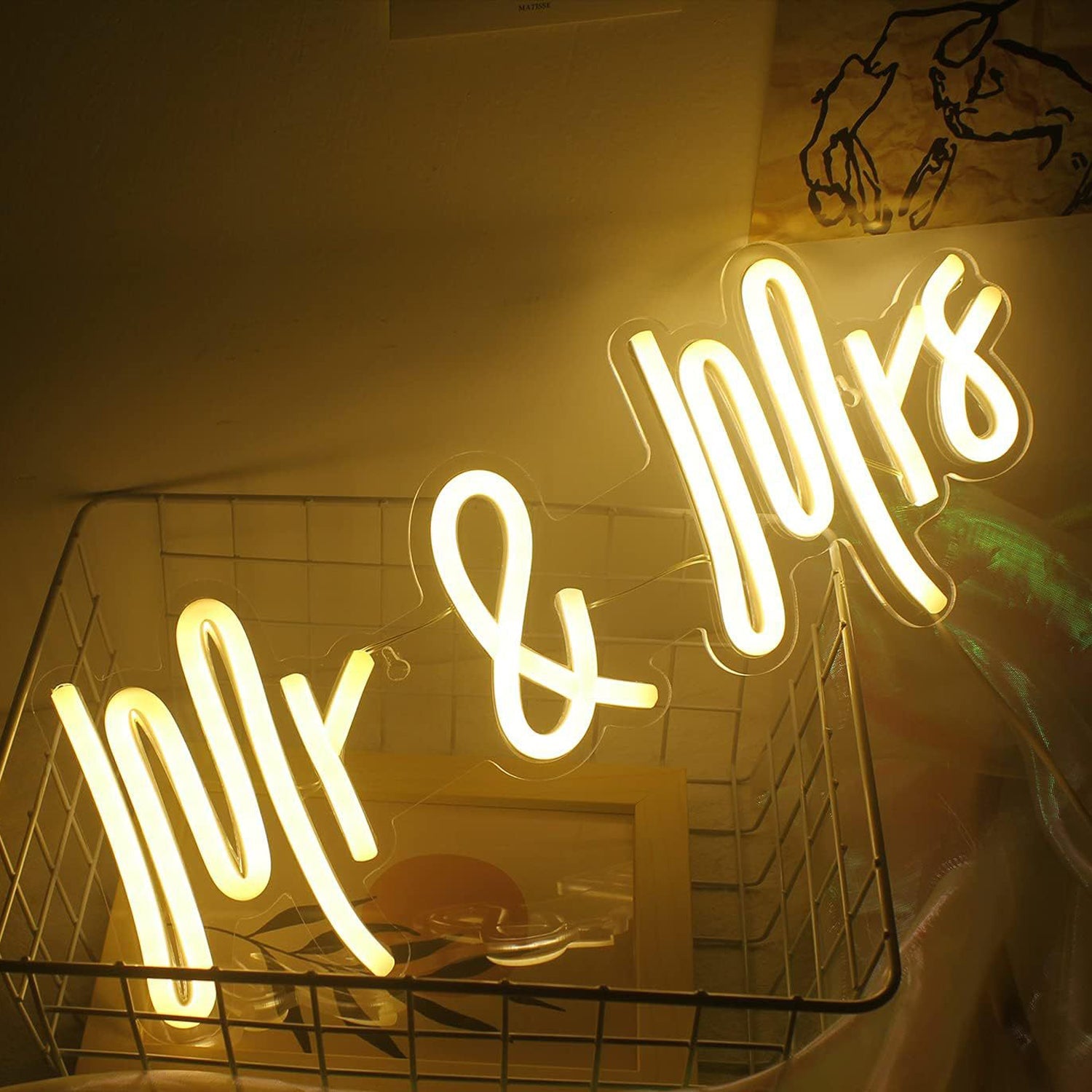 Mr & Mrs LED Neon Light Sign With Chain 33"