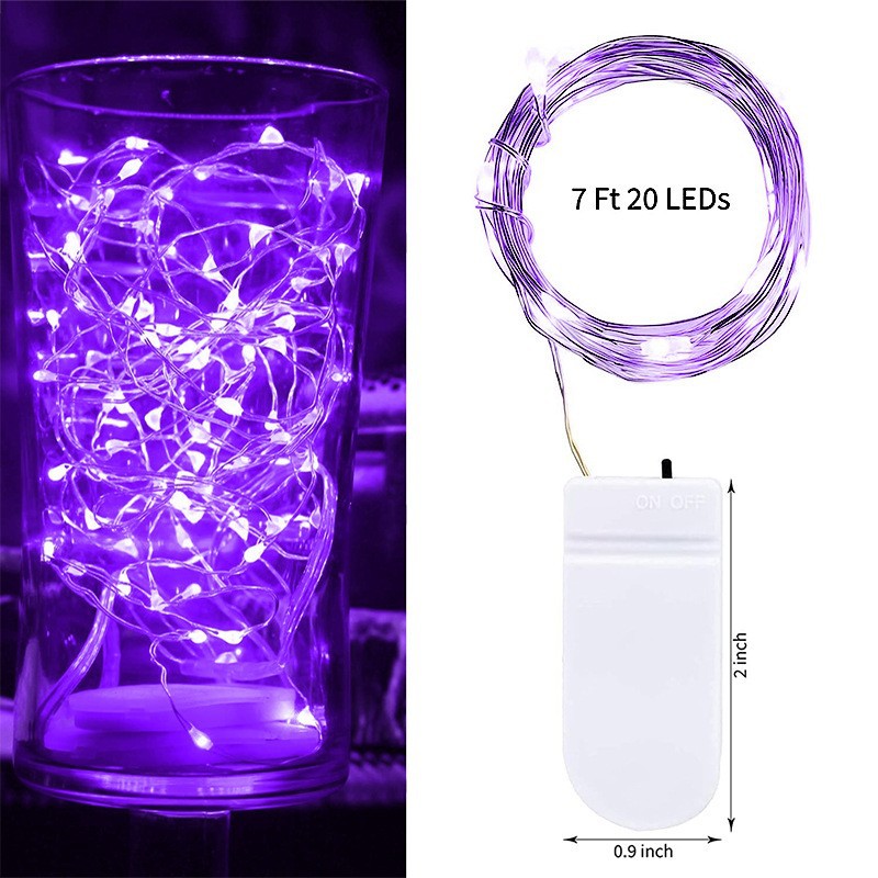 20 LED Mini Firefly Starlight String Lights Battery-Operated 90“ Length Purple