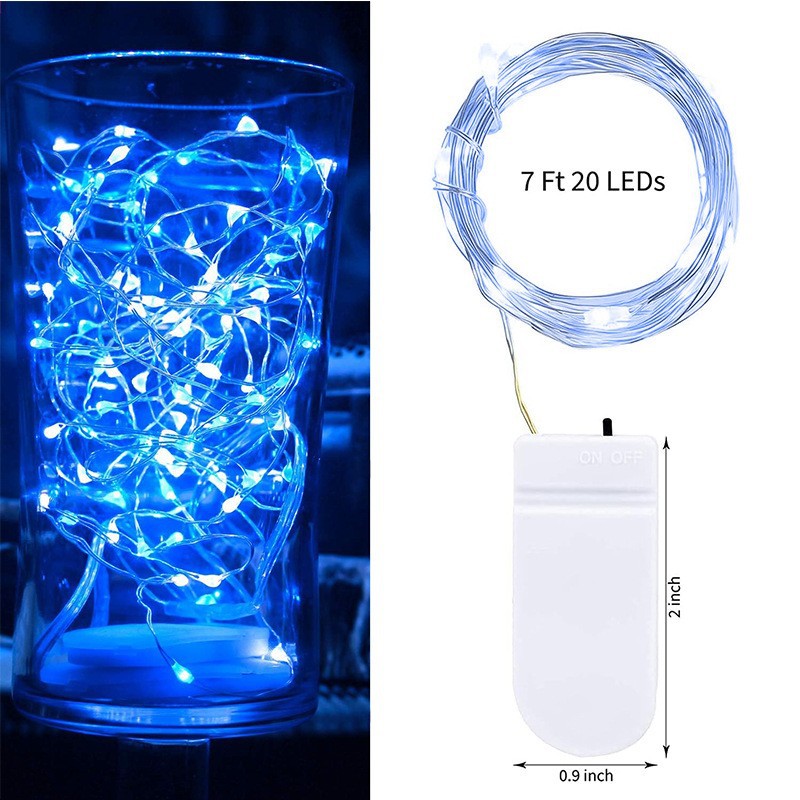 20 LED Mini Firefly Starlight String Lights Battery-Operated 90“ Length Blue
