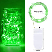 20 LED Mini Firefly Starlight String Lights Battery-Operated 90“ Length Green