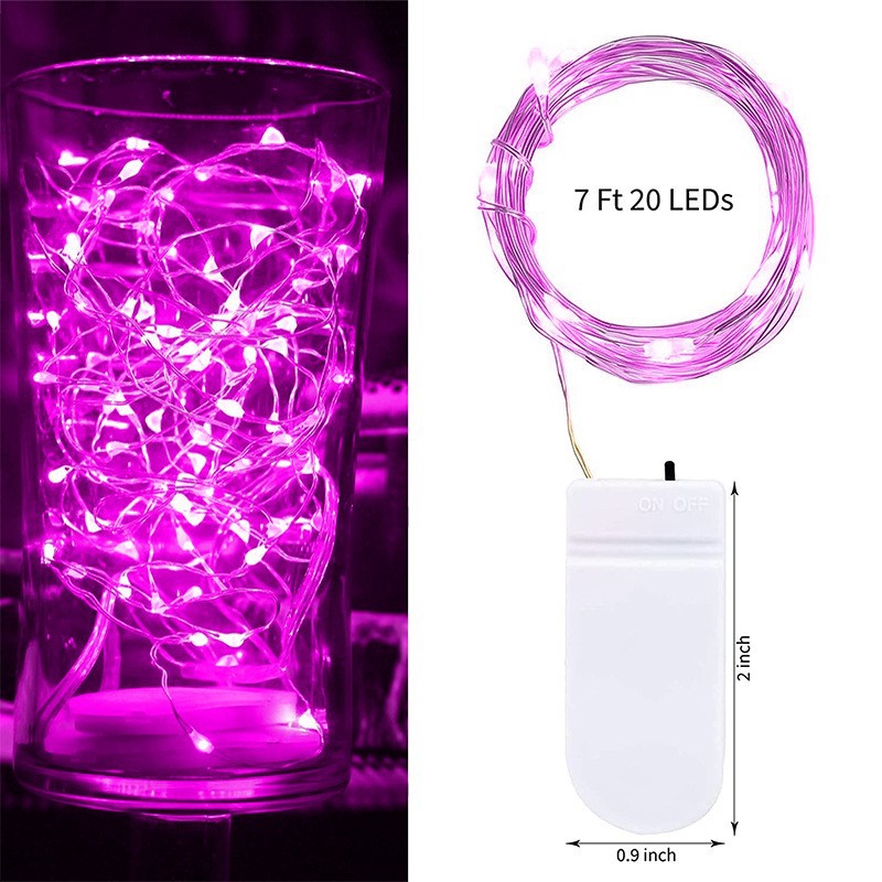 20 LED Mini Firefly Starlight String Lights Battery-Operated 90“ Length Rose Red