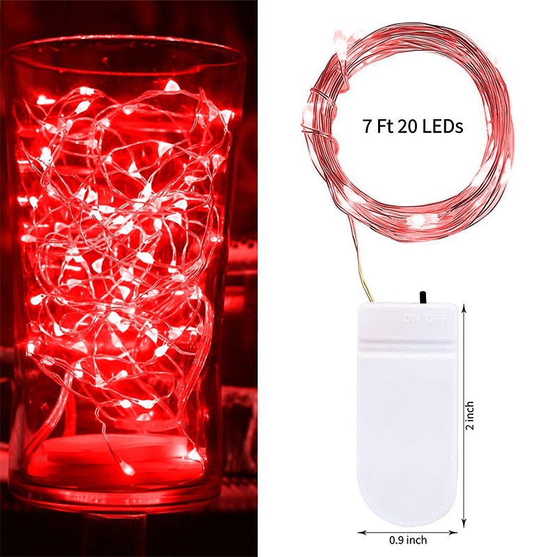 20 LED Mini Firefly Starlight String Lights Battery-Operated 90“ Length Red
