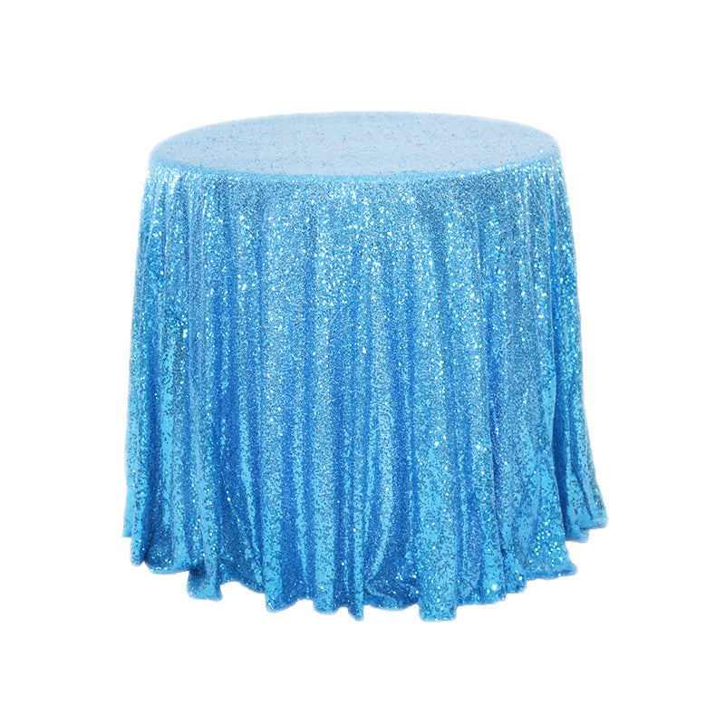 Sequin Round Tablecloth 90" Lake blue