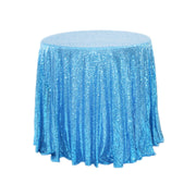 Sequin Round Tablecloth 108" Lake Blue