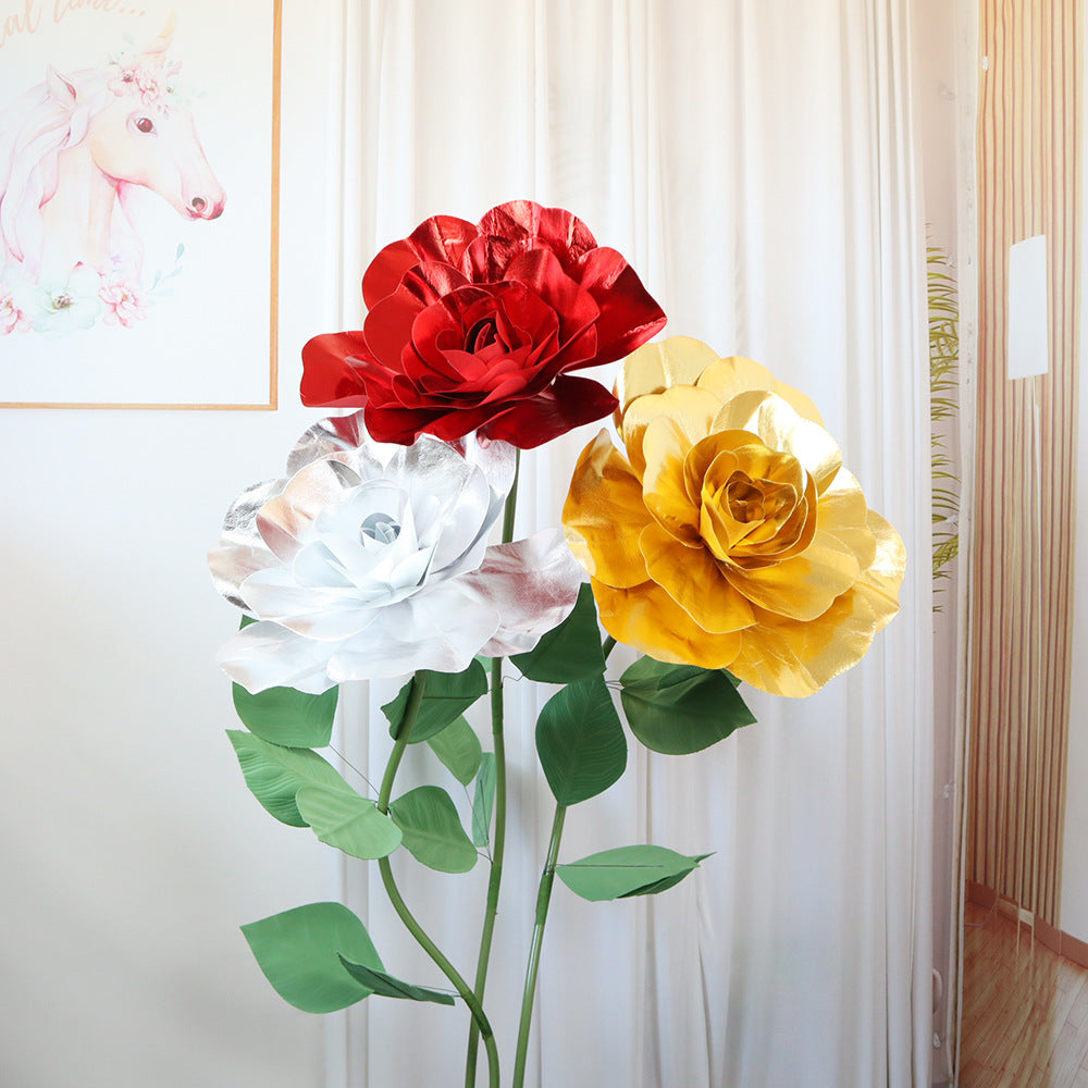 4 Packs Of Simulated Sliver Rose Flower Wall Decoration 24"