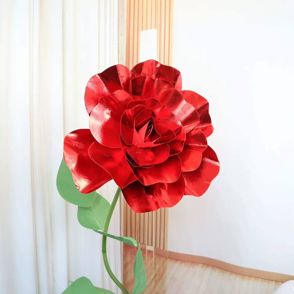 12" Red Simulated Golden Rose Flower Wall Decoration 4Pcs