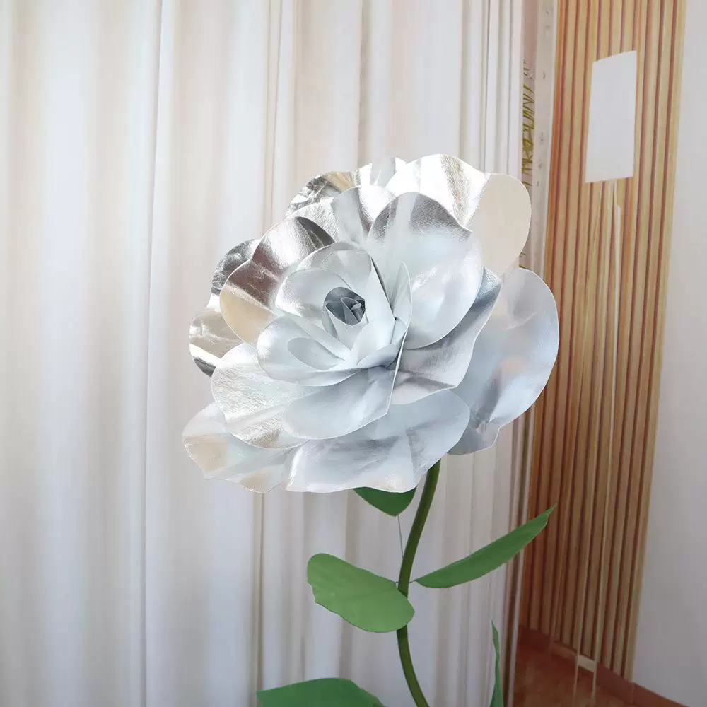 4 Packs Of Simulated Sliver Rose Flower Wall Decoration 24"