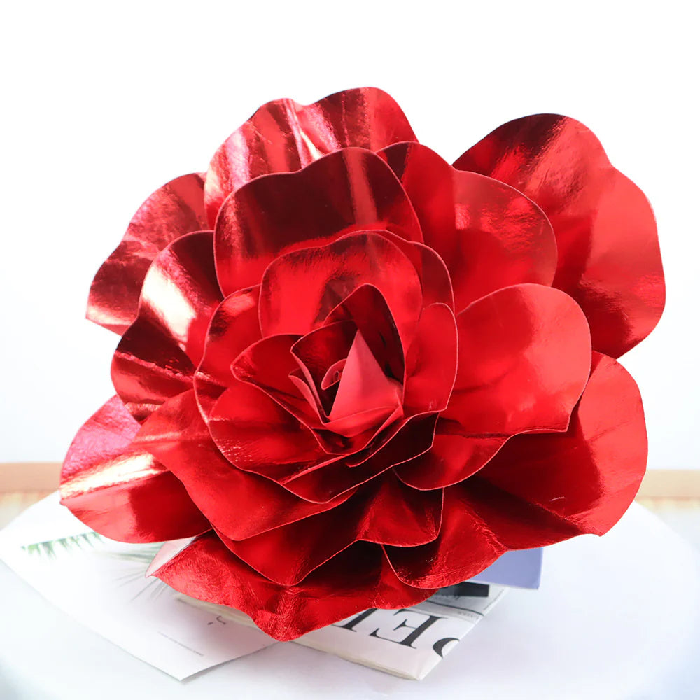16" Red Simulated Golden Rose Flower Wall Decoration 4Pcs