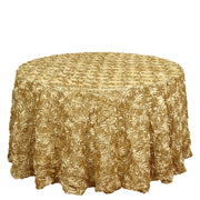 Round tablecloth with rose flowers 120" Light Gold