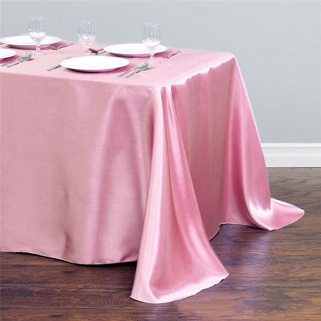 Satin Rectangular 90"x156" Tablecloth Light Pink