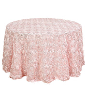 Round tablecloth with rose flowers 120" Light Pink