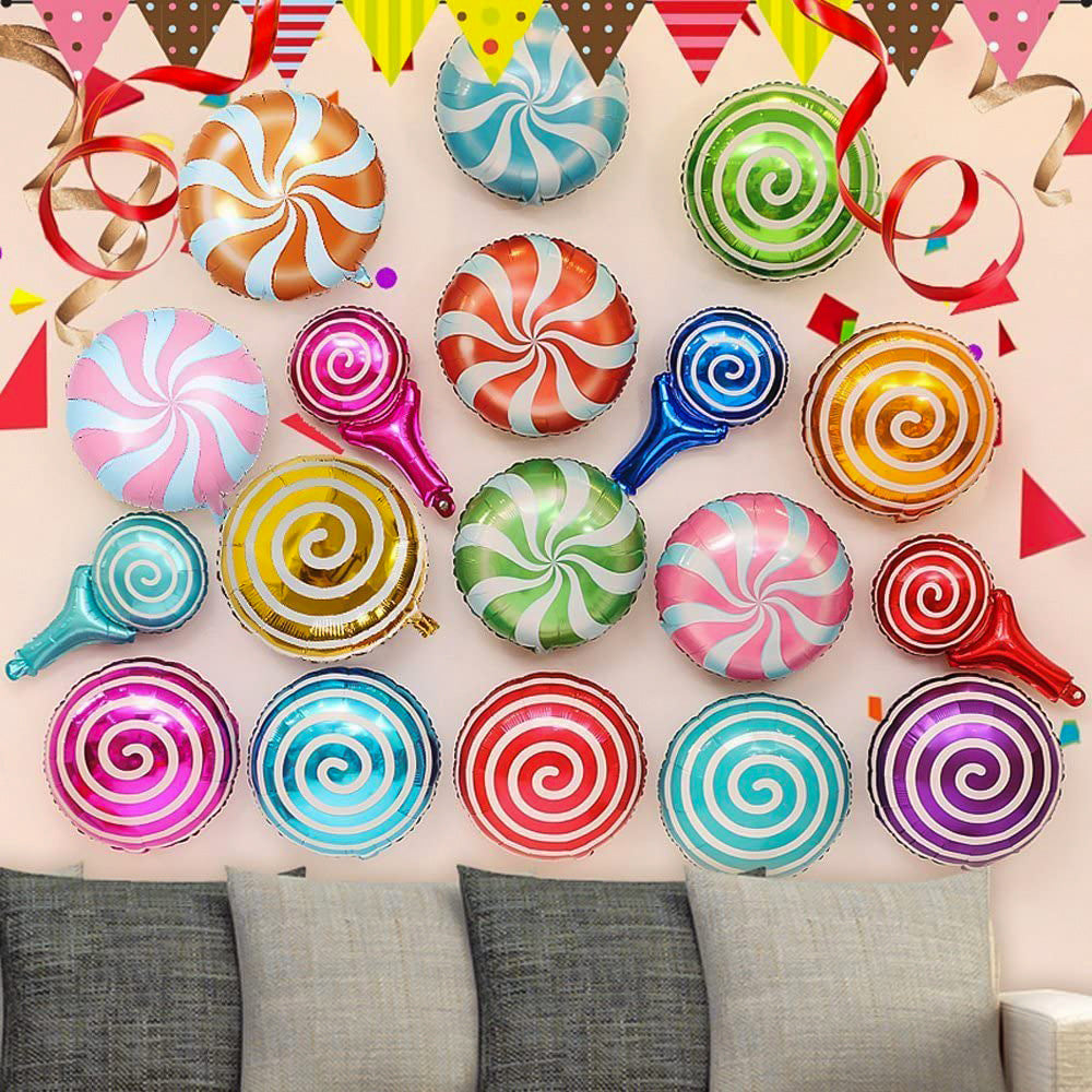 5 Pc Green Candy Striped Mylar Foil Helium/Air Balloons 18"