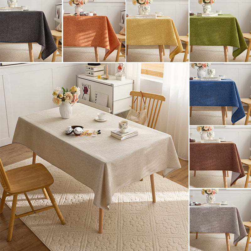 Luxury Faux Cotton and Linen Solid Color Thickened Rectangular Tablecloth