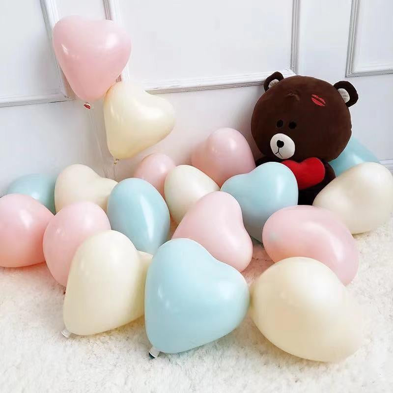 100 Pcs 12 Inch  Heart-Shaped Macaron Latex Balloons Romantic Love Heart Balloons Decorations for Valentine's Day  Anniversary Wedding Bridal Shower Proposal Birthday Party Favor