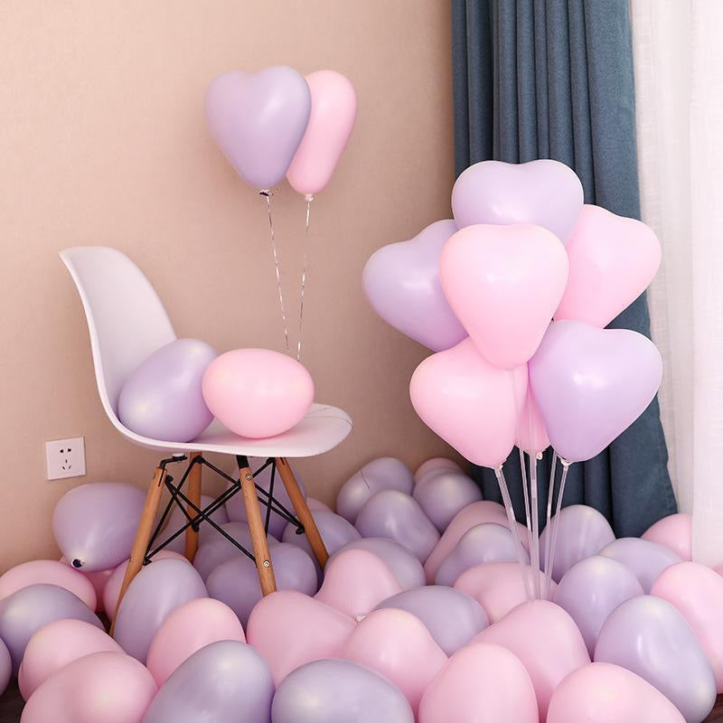 100 Pcs 12 Inch  Heart-Shaped Macaron Latex Balloons Romantic Love Heart Balloons Decorations for Valentine's Day  Anniversary Wedding Bridal Shower Proposal Birthday Party Favor