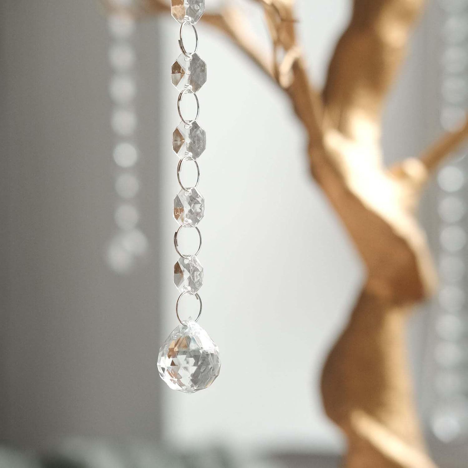 Manzanita Tree Centerpiece 34" White with 8 Acrylic Bead Chains
