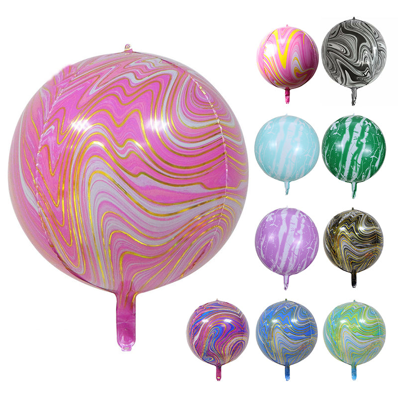 Marble Agate Balloons 3pcs 22 inch 4D Foil Balloon Marble Balloons for Birthday Wedding Party Decoration