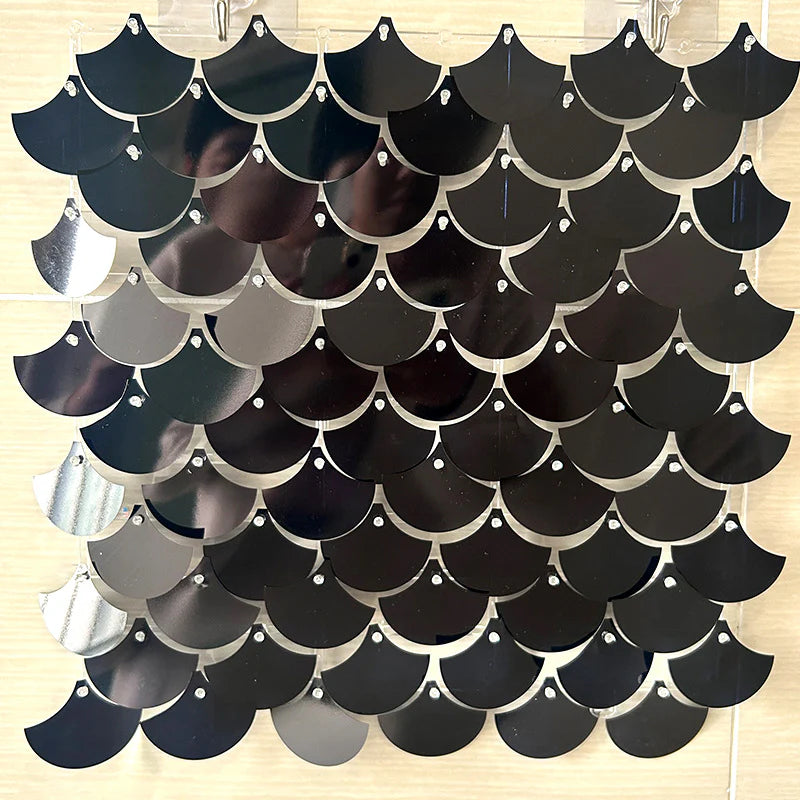 Spangle Mermaid Shimmer Sequin Wall Panel Backdrops (24 panels) Black