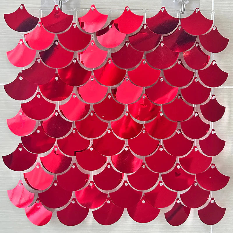 Spangle Mermaid Shimmer Sequin Wall Panel Backdrops (24 panels) Red