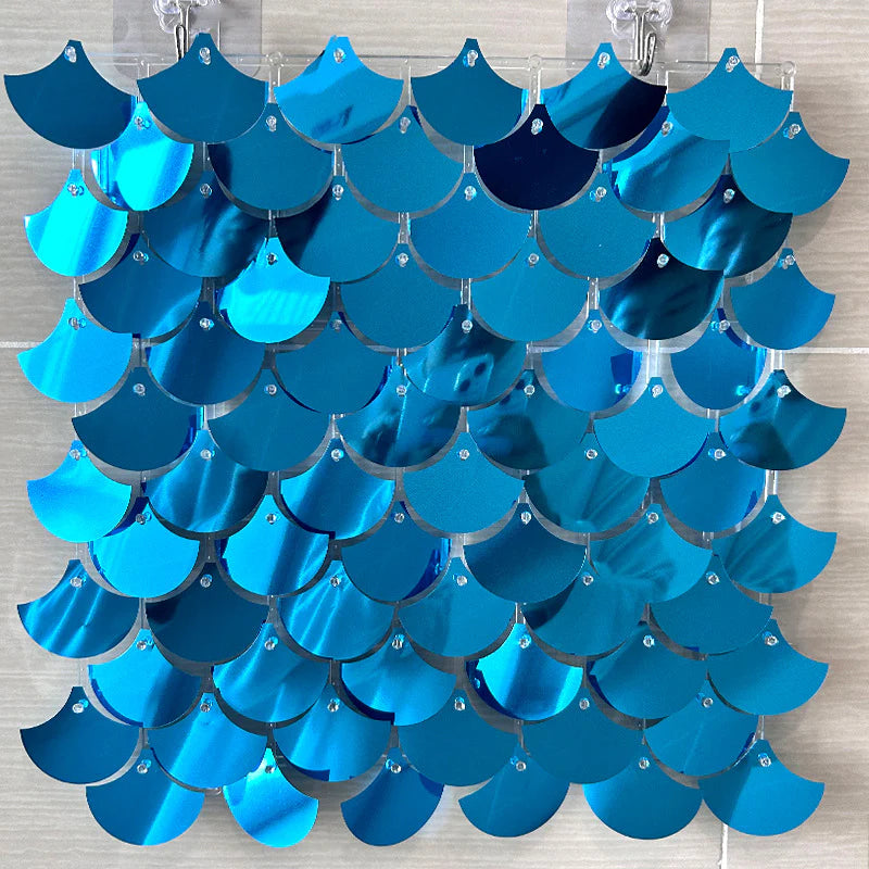 Spangle Mermaid Shimmer Sequin Wall Panel Backdrops (24 panels) Lake Blue