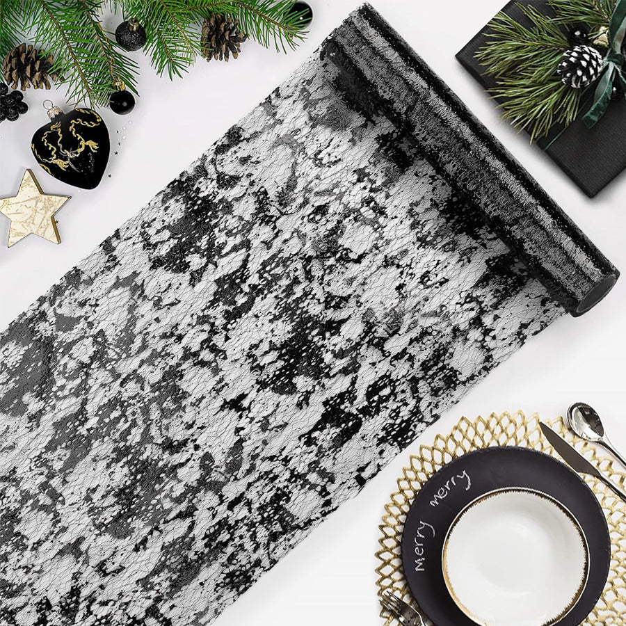 Mesh Polyester 108"X11" Table Runner Metallic Black